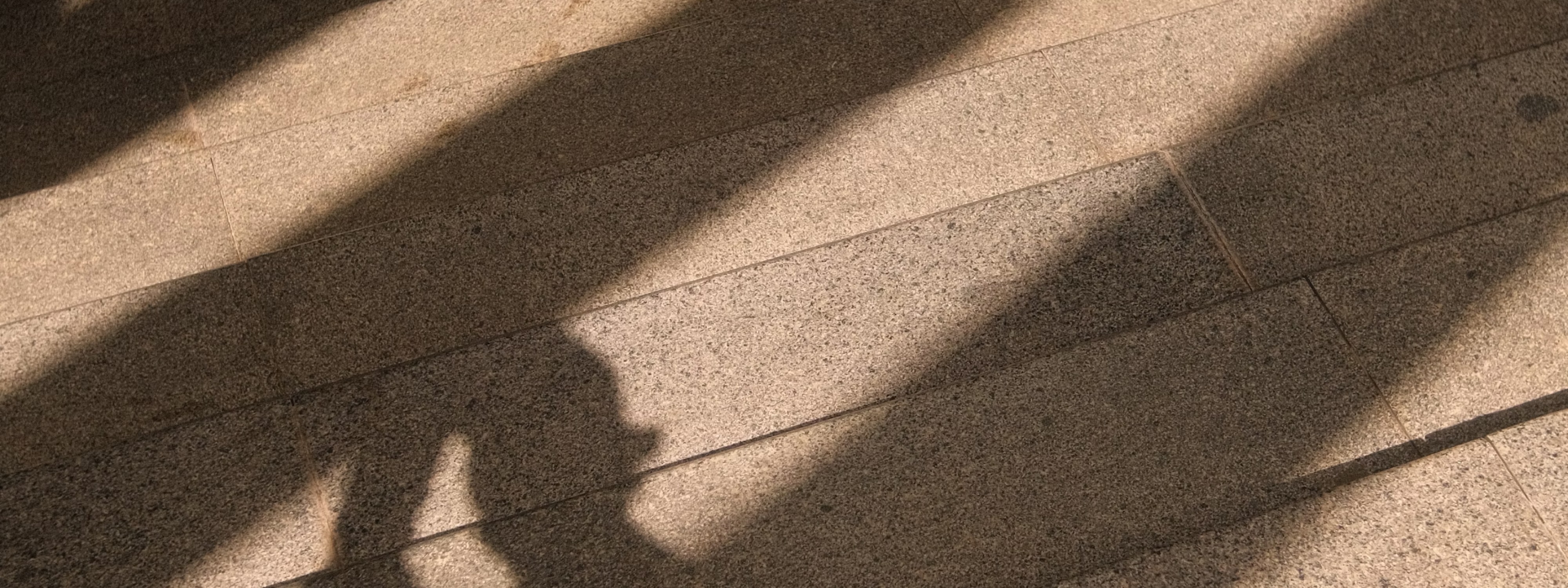 Shadow of a person on a stone tiled surface